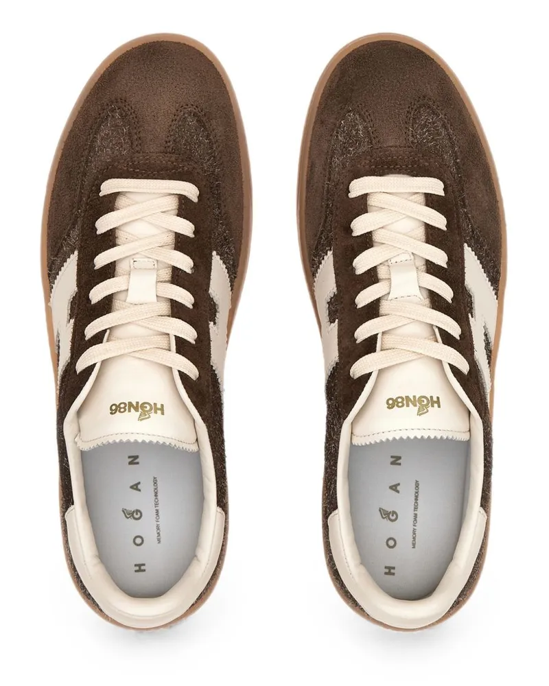 Hogan Colour-Block Leather Sneaker — Brown Brown