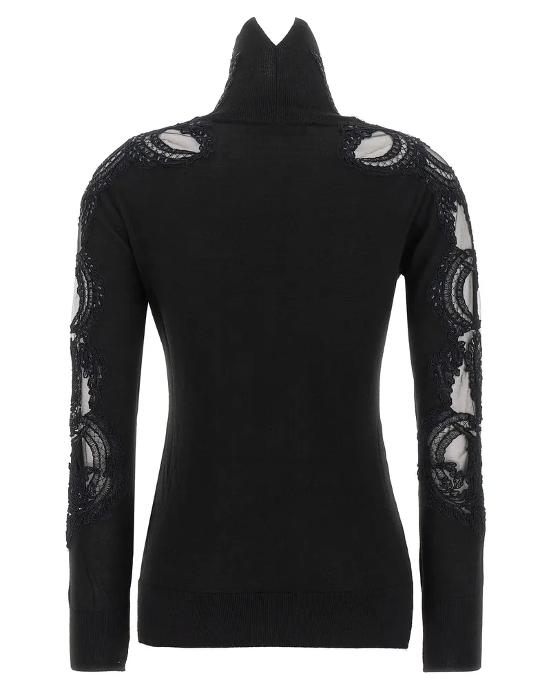 Ermanno Scervino Virgin Wool with Lace Inserts Sweater — Black Black