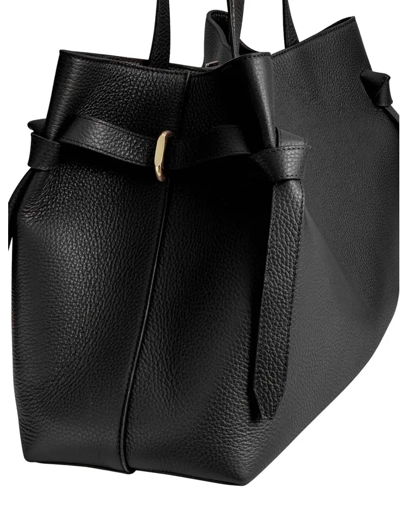 YUZEFI Women's Tote Bag Gyoza Black Leather Handbags Hand Black