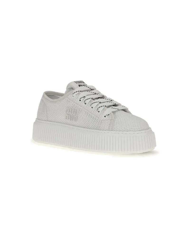 Miu Miu Women's White Polyamide Platform Sneakers White