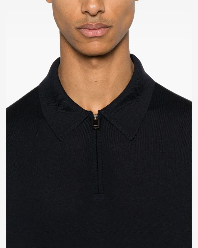 Brioni Men's Logo-Plaque Polo Shirt Aw24 M Navy
