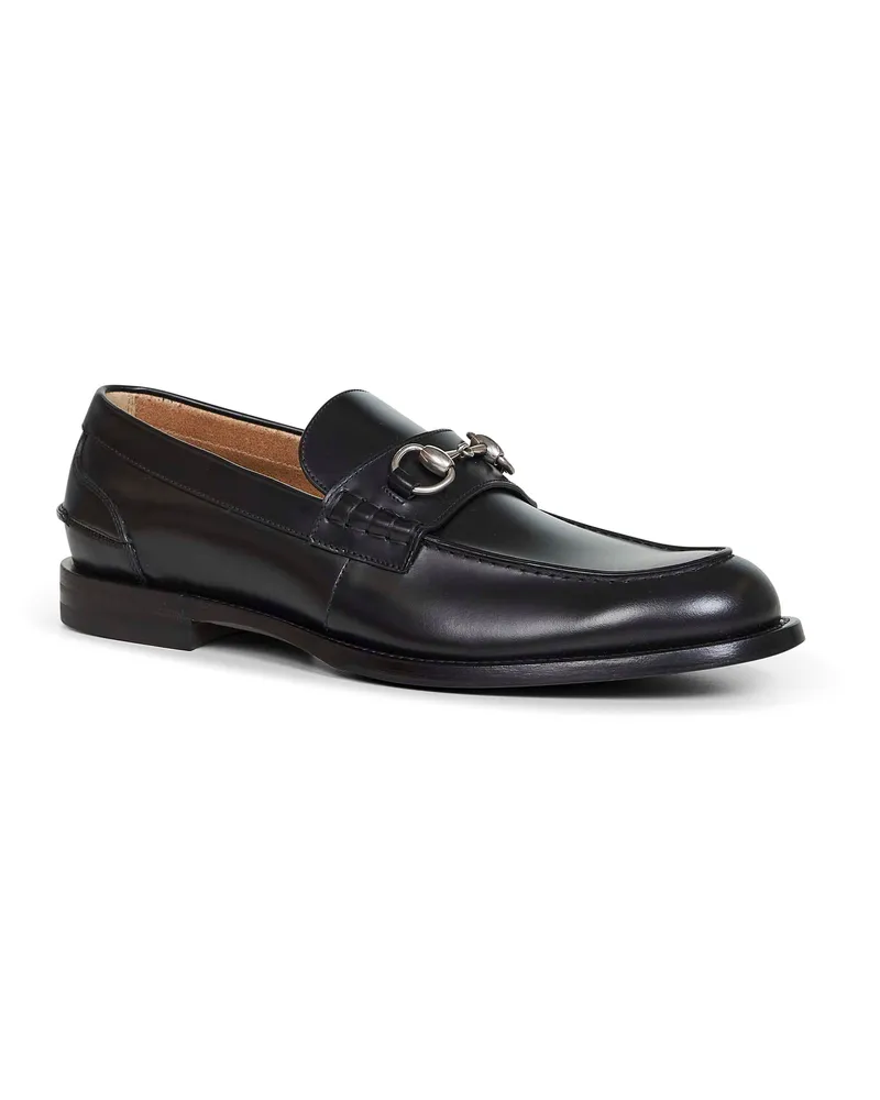 Gucci Men's Loafers Horsebit Black Leather Calf Black