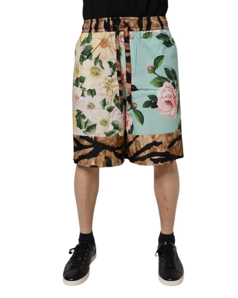 Dolce & Gabbana Multicolor Floral Print Men Bermuda Shorts Cotton Silk Multicolor
