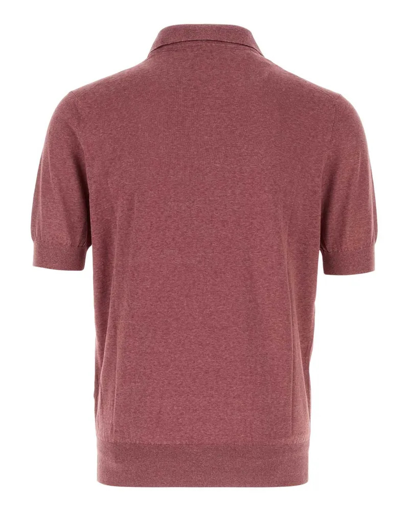 Brunello Cucinelli Men's Plum Linen Blend Polo Shirt C7796 Exterior: Silk T-shirts And Polos Purple