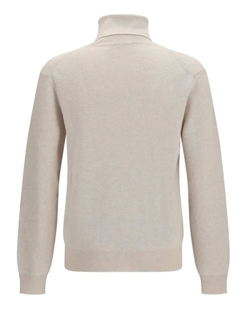 Brioni Men's Wool And Cashmere Turtleneck Sweater Beige-White Beige/white Beige