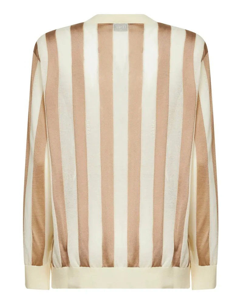 Fendi Pequin Striped Silk-Cotton Sweater — Multicolor Multicolor