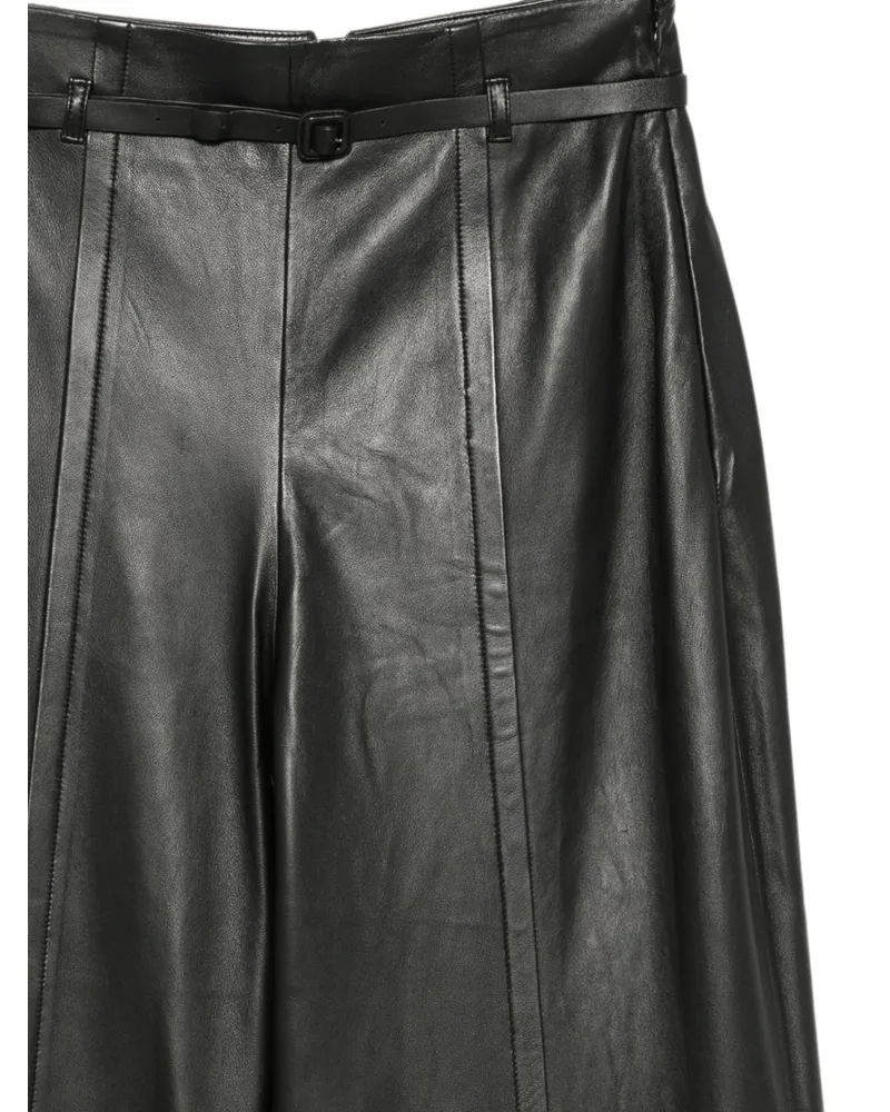 Emporio Armani Lamb Leather Panelled Trousers — Black Black
