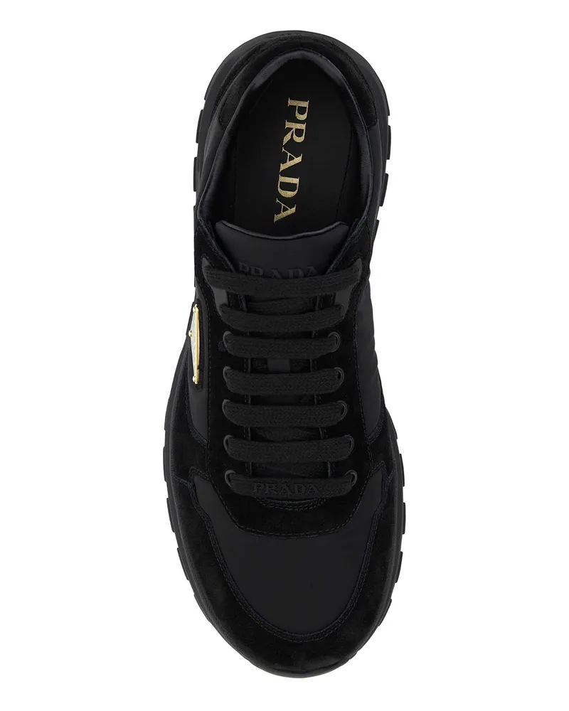 Prada Men's Black Re-Nylon And Suede Prax Sneakers Nero Poliammidericiclata-Vitello Black