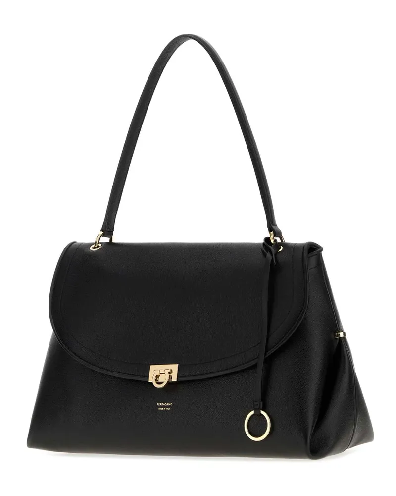 Ferragamo Calf Leather Shoulder Bag — Black Black