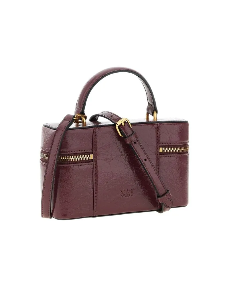 Pinko Calfskin Leather Top Handle Bag — Bordeaux Bordeaux