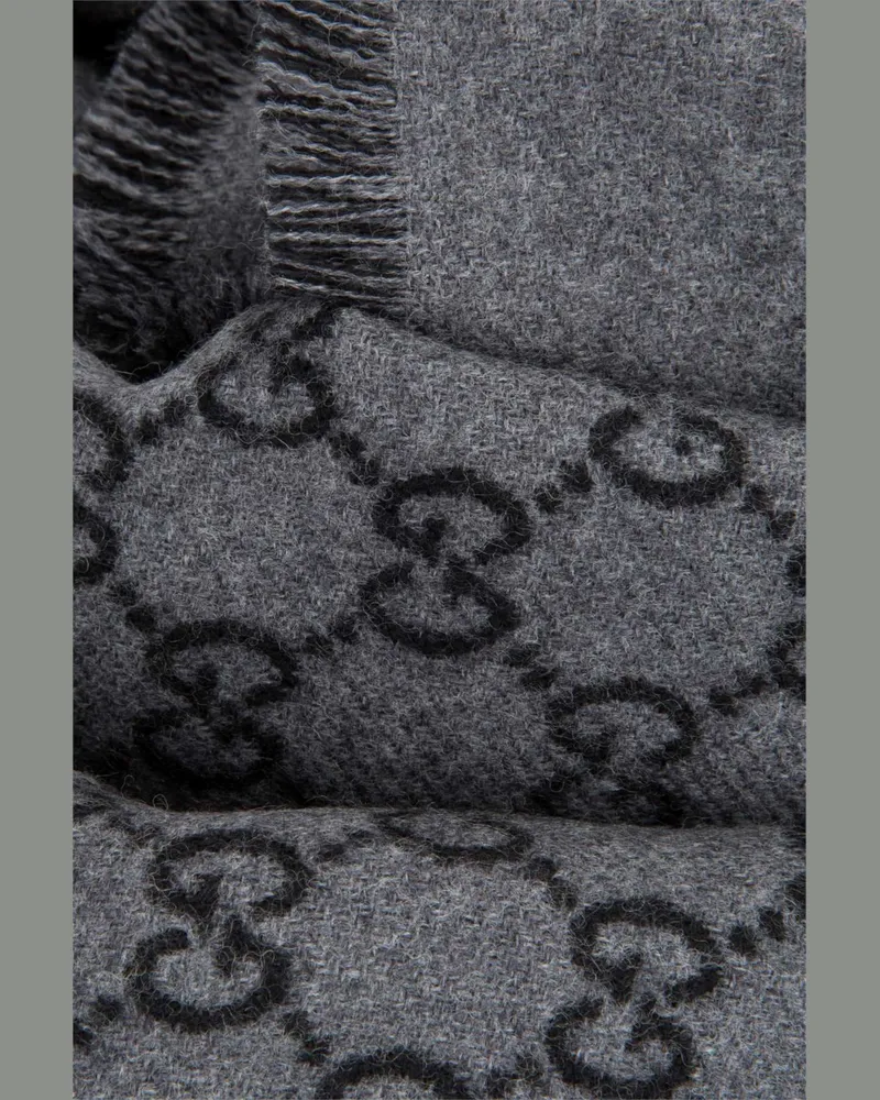 Gucci Men's Foulard 1160 Wool Fabric Sciarpe E Scarfs Gray