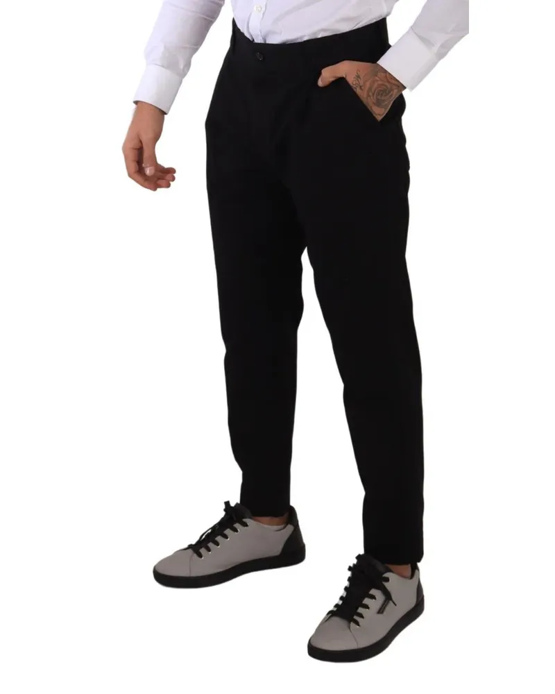 Dolce & Gabbana Men's Black Cotton Stretch Chinos Trouser Jeans Elastane Black