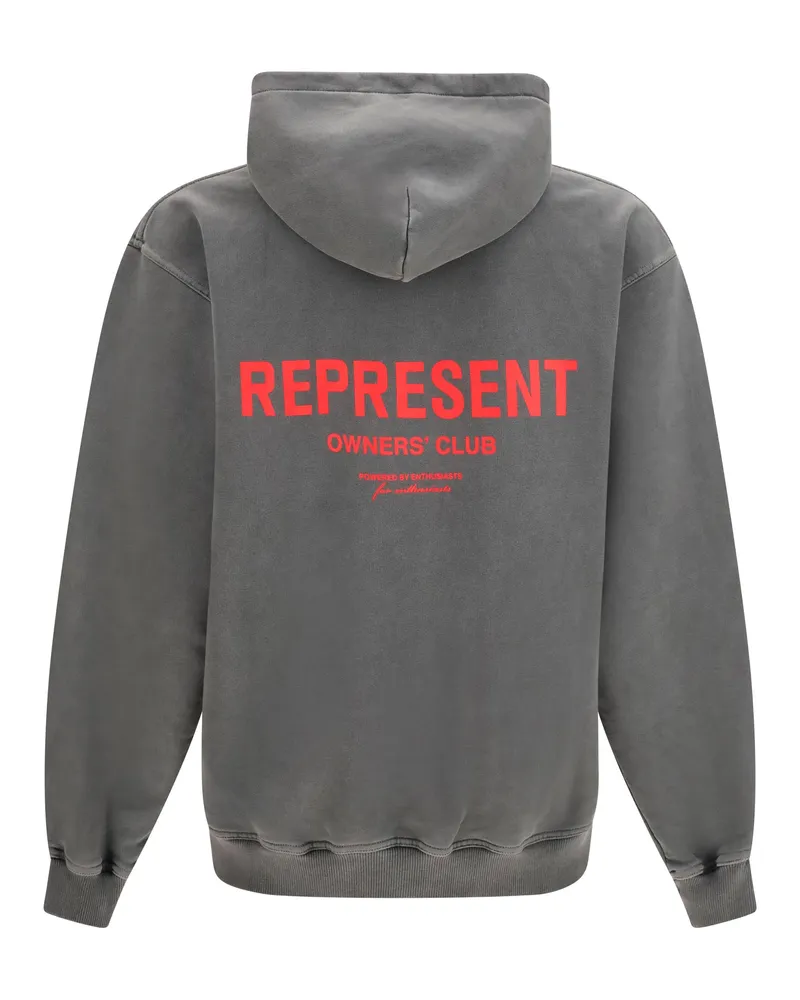 REPRESENT Men's Owners Club Hoodie Washed Black Cotton Sweatshirts Sweater Gray