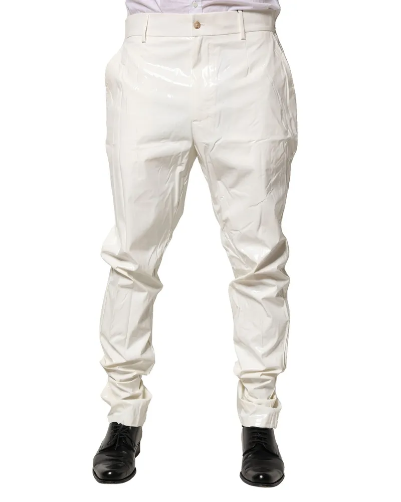 Dolce & Gabbana White Nylon Tapered Dress Men Pants Elastane White
