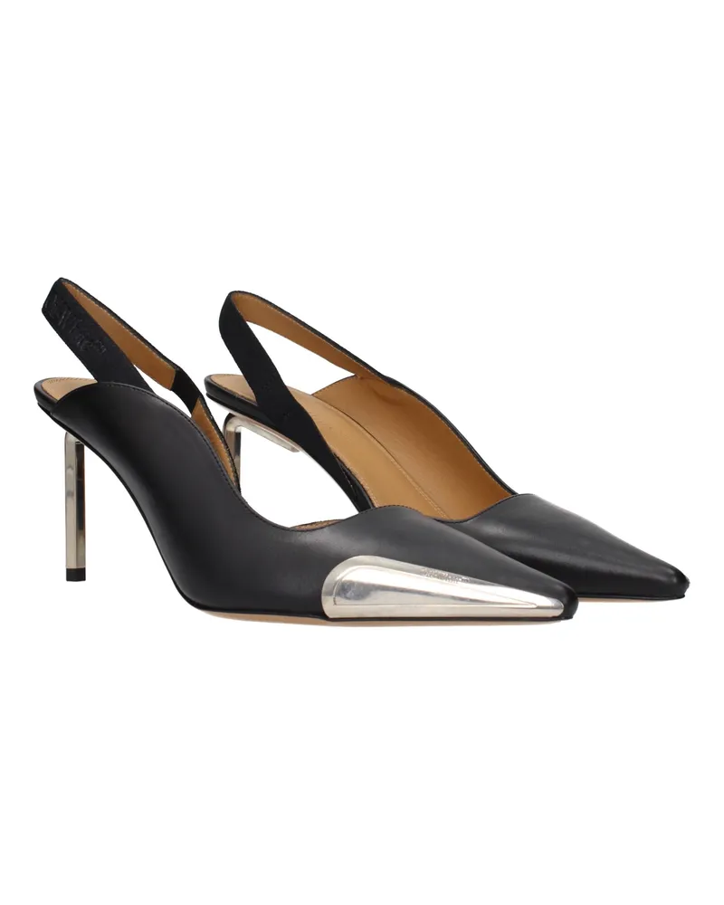 OFF-WHITE Women's Black Leather High Heel Pumps Black