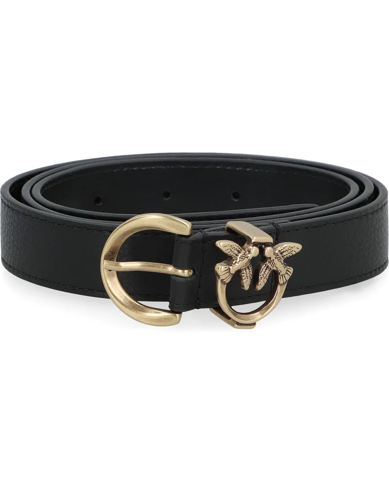 Pinko Women's Leather Belt Black Cow Hide Black
