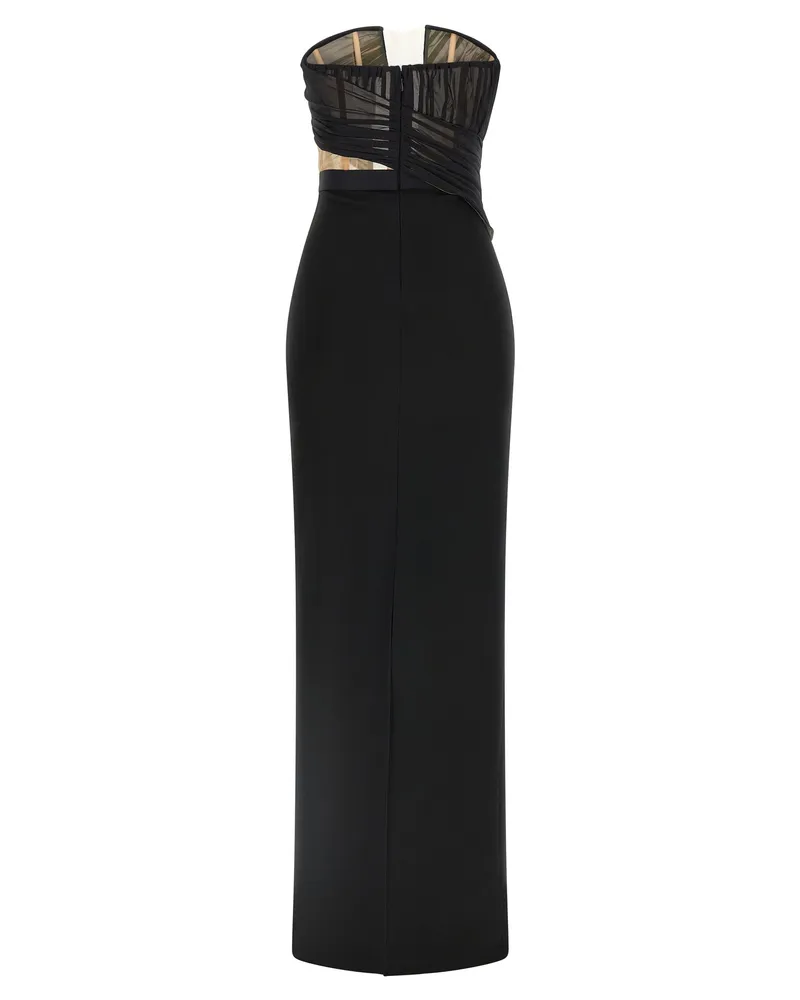 Nensi Dojaka Women's Black Viscose Long Dress Black