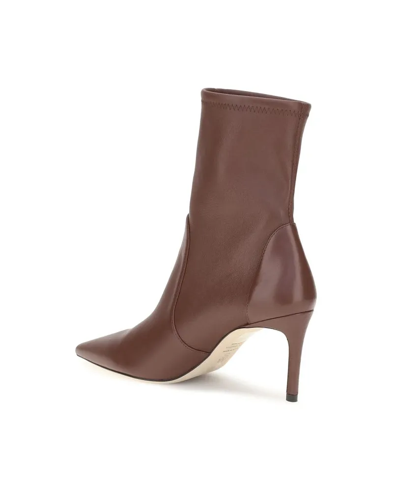 Stuart Weitzman Women's Brown Calf Leather Bos Taurus Ankle Boots Brown