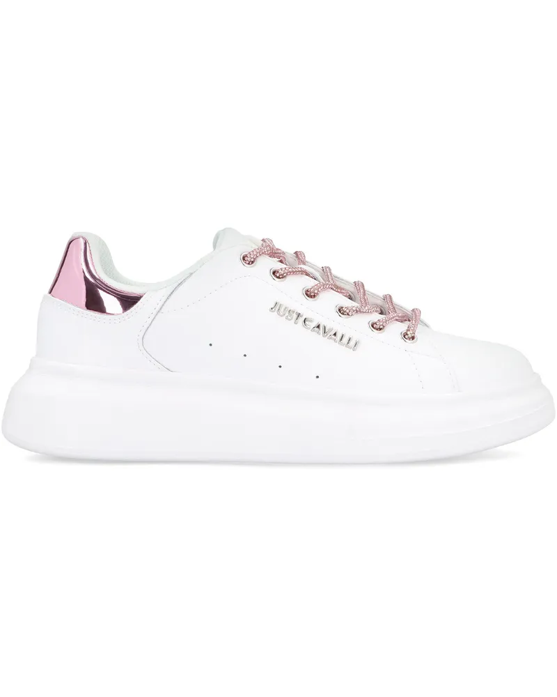 Just Cavalli Women's Leather Low-Top Sneakers White Trainers White