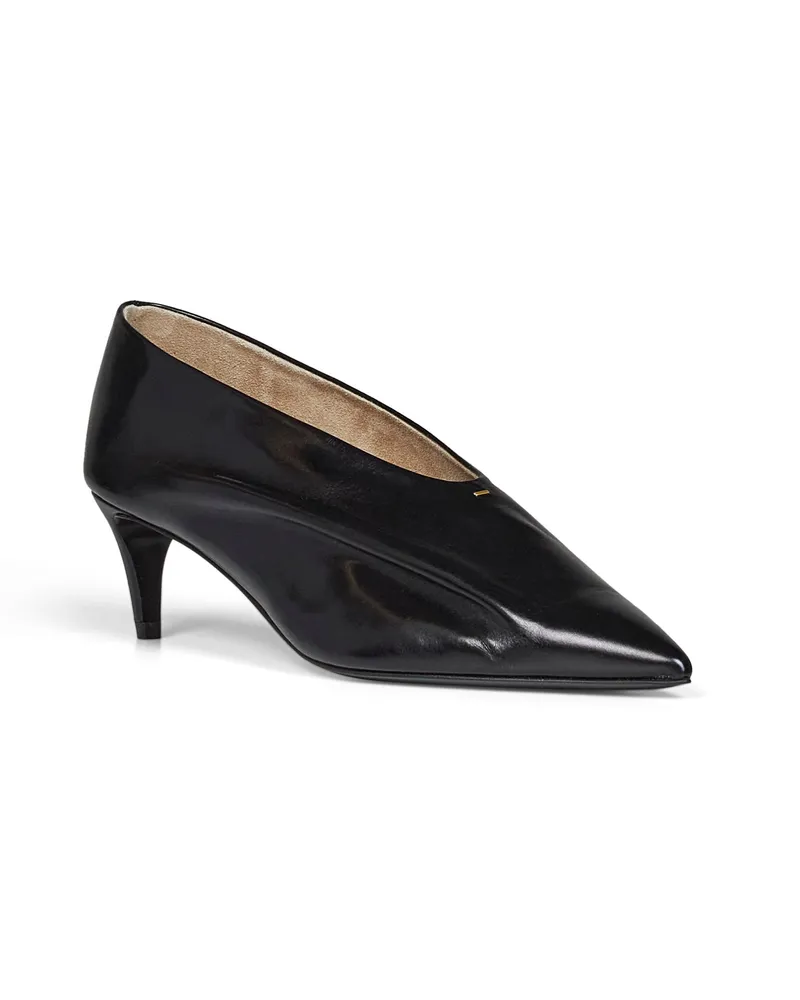 KHAITE Women's Pumps Miriam Glazed Black Leather Other Fibres High Heel Shoes Black