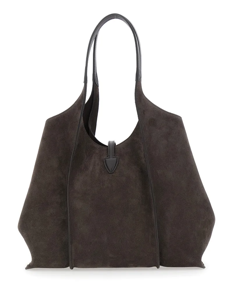 TOD'S Women's Shoulder Bag Brown Suede Calf Leather Brown