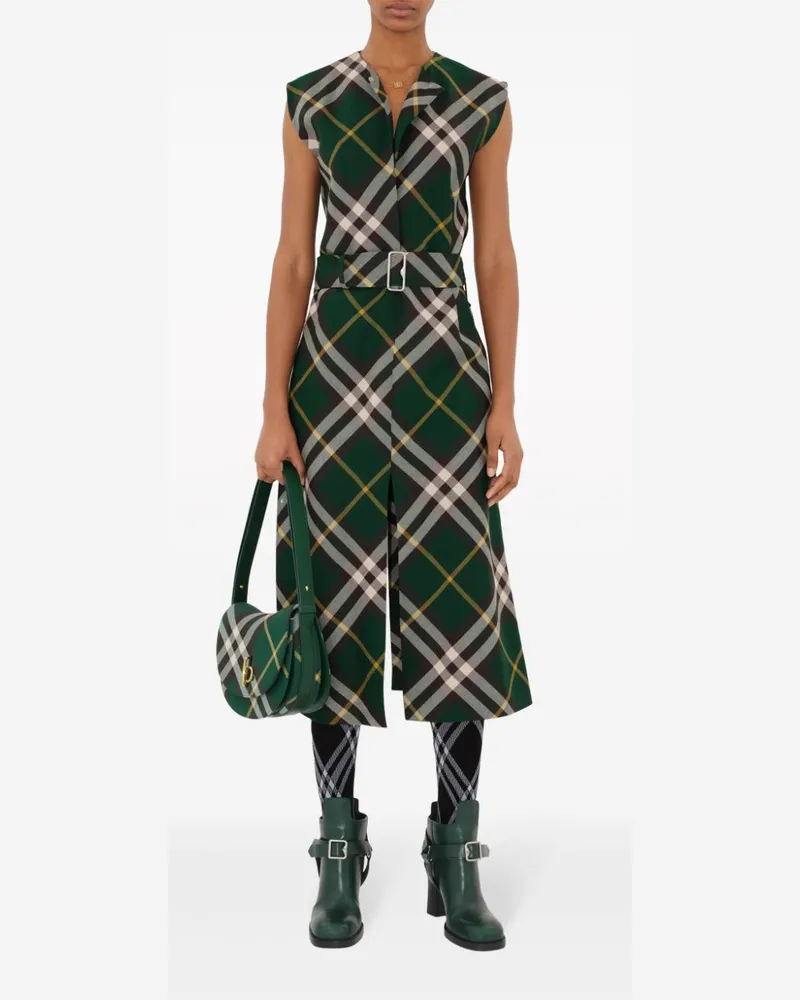 Burberry Nova Check Wool Dress — Green Green