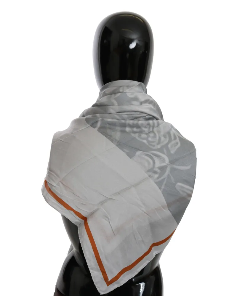 CoSTUME NATIONAL Women's Gray Orange Silk Floral Foulard Wrap Scarf Gray