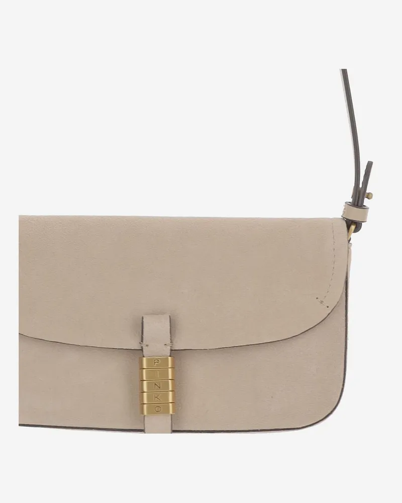 Pinko Women's Saddle Leather Shoulder Bag Beige Suede Beige