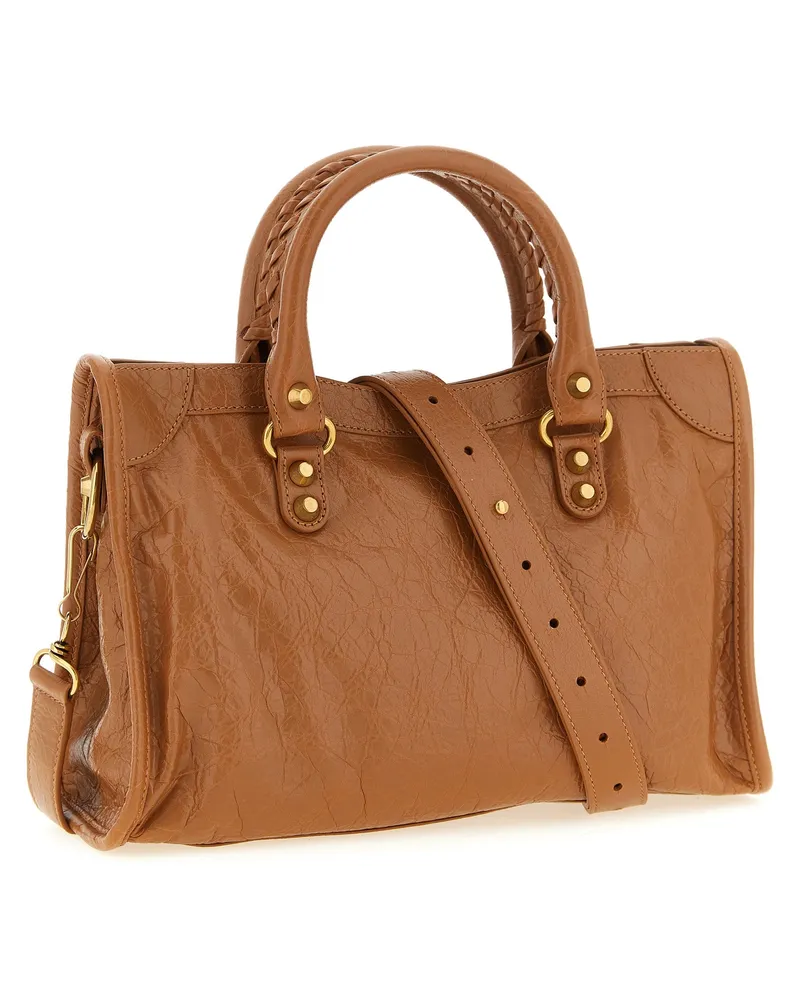 Balenciaga Women's Top Handle Bag Brown Lamb Leather Brown