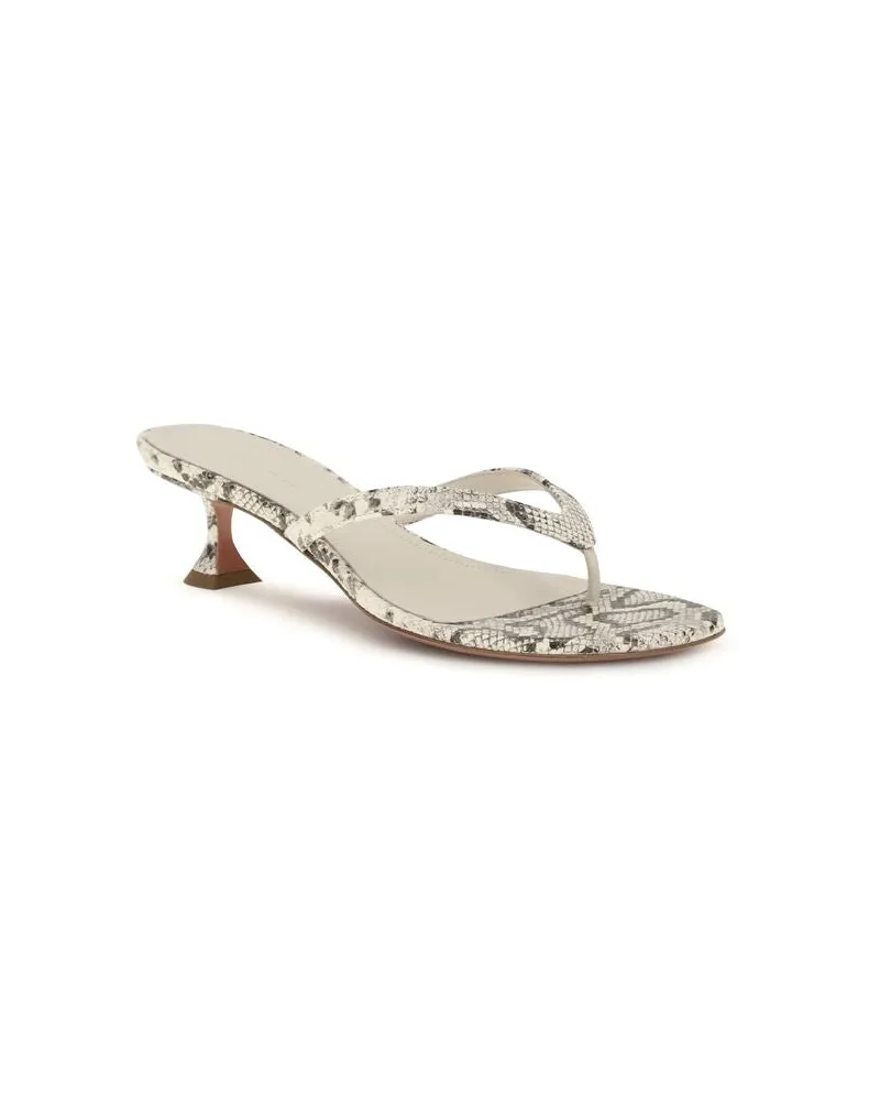 Amina Muaddi Women's Gray Calf Leather Bos Taurus Flat Sandals Gray