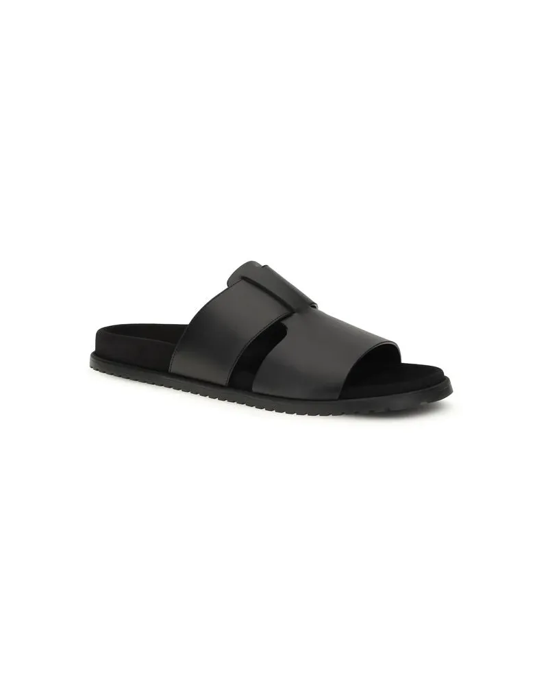 Dolce & Gabbana Men's Black Calf Leather Bos Taurus Sandals Black