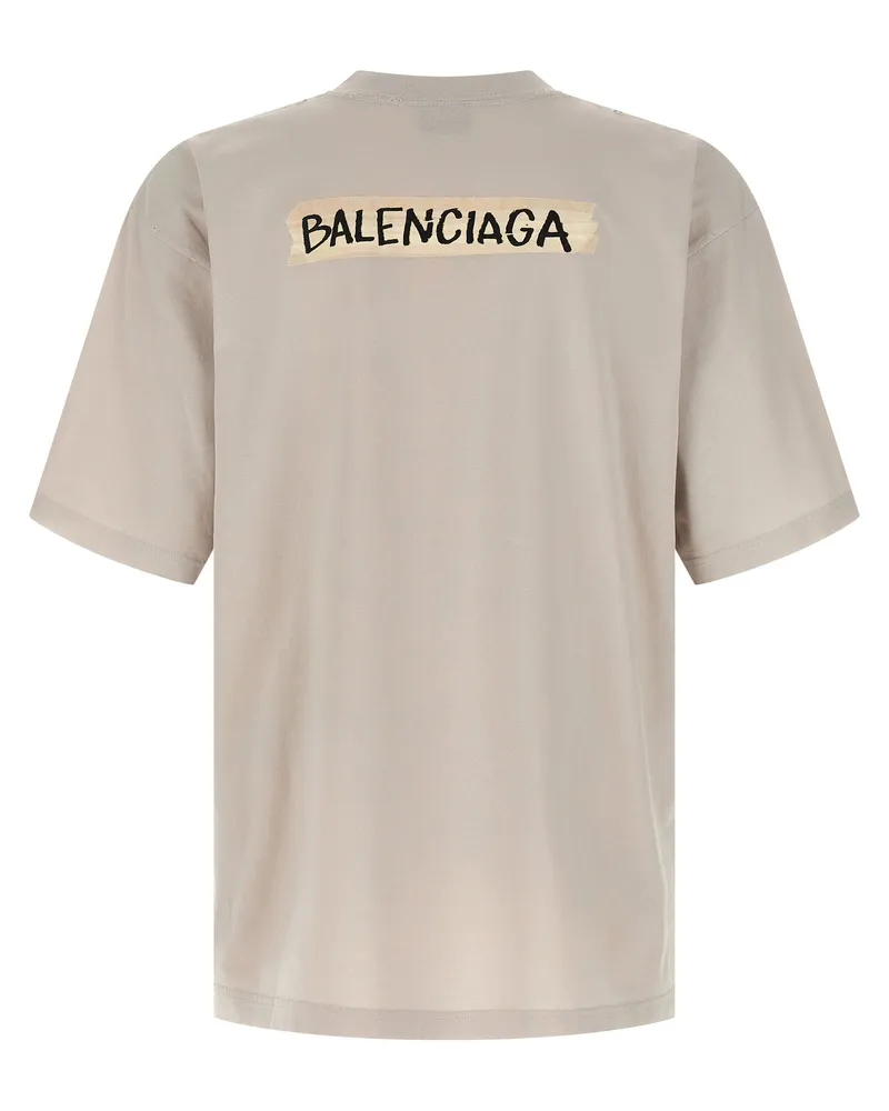 Balenciaga Men's Gray Cotton T-Shirt Gray