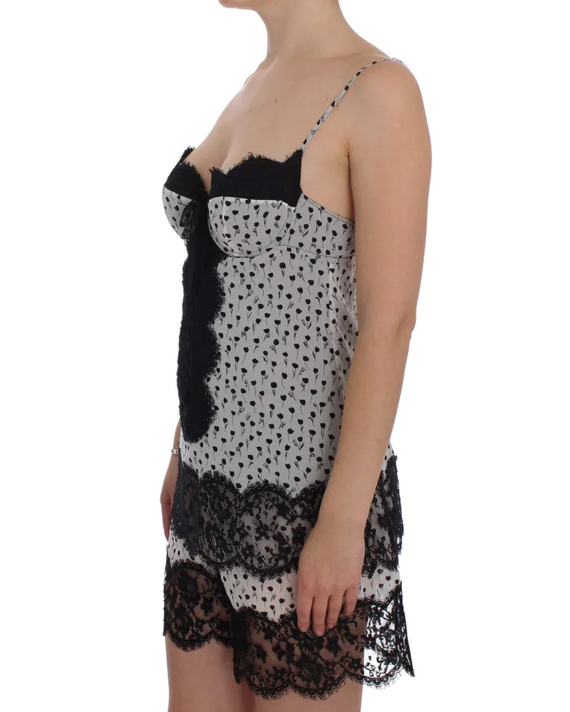 Dolce & Gabbana Women's Black Silk Lace Babydoll Lingerie Top Cotton Black