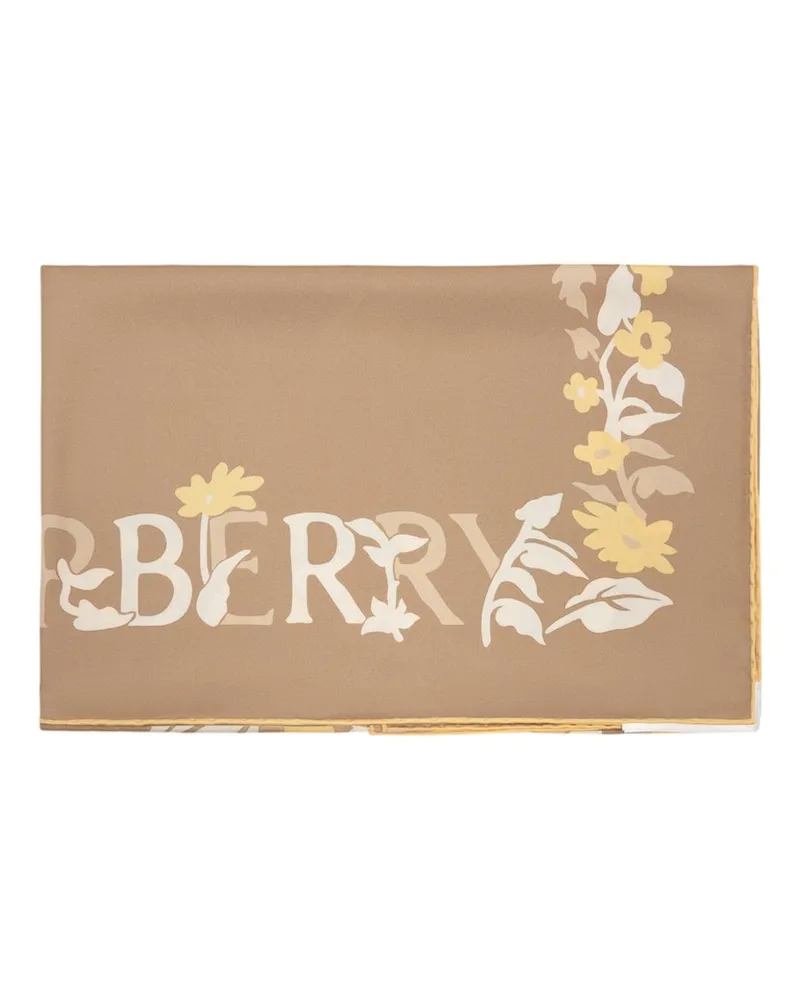 Burberry Women's Floral Ekd Silk Scarf Beige Beige