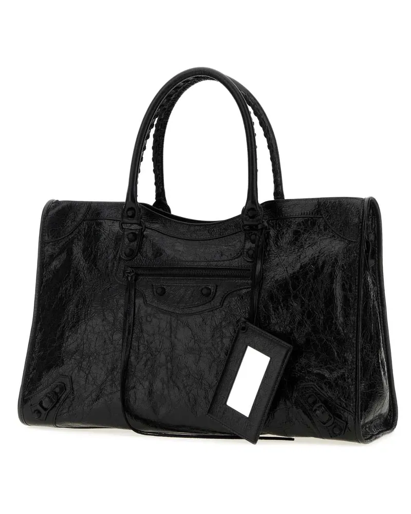 Balenciaga Men's Black Leather Large Le City Shopping Bag Borse A Mano Black