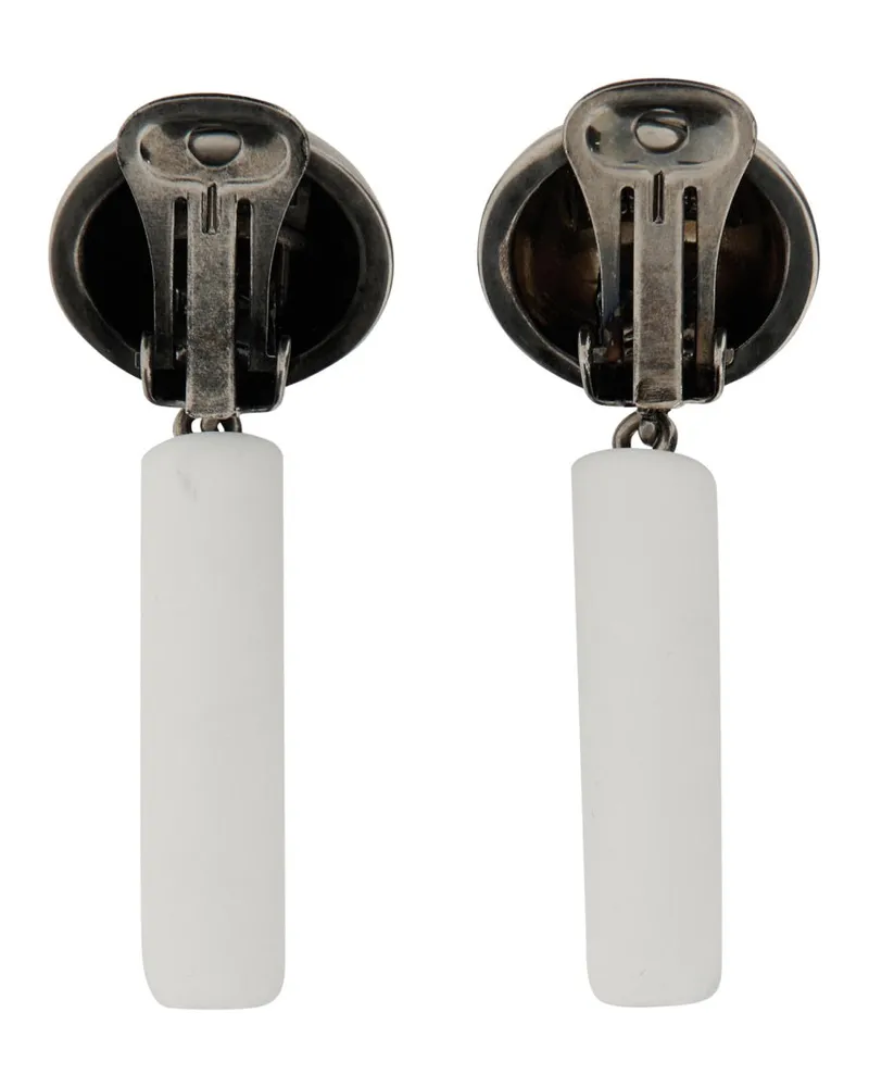 Moschino Logo Earrings — White White