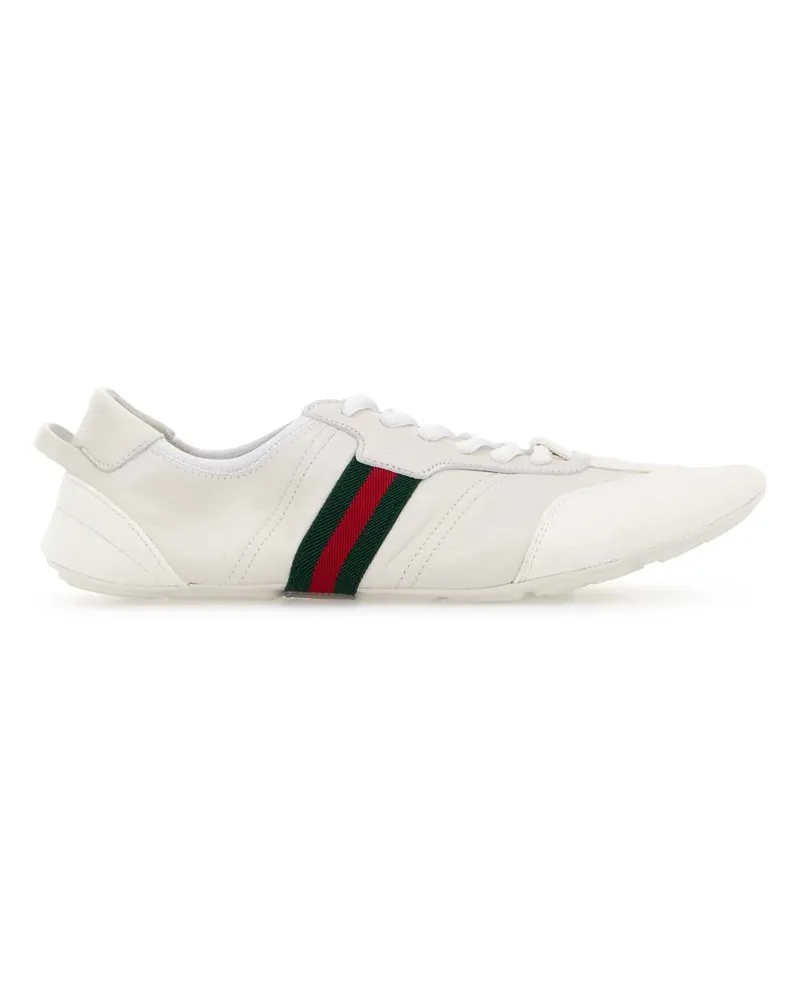 Gucci Women's White Leather And Suede Flex Sneakers Gwhgwhvrvgwh White