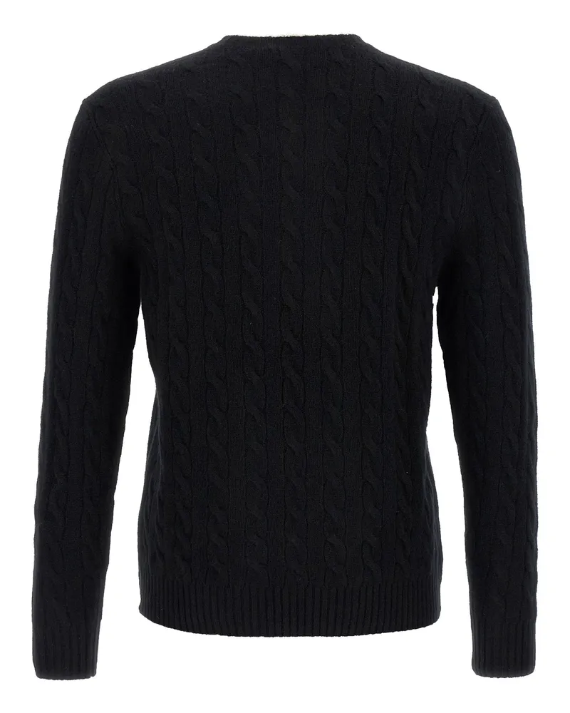 Ralph Lauren Cable-Knit Cashmere Blend Sweater — Black Black