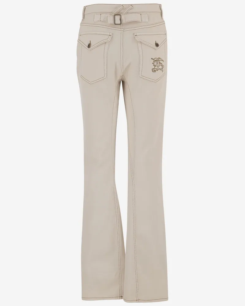 Burberry Women's Cotton Denim Jeans With Logo Beige Trousers Beige