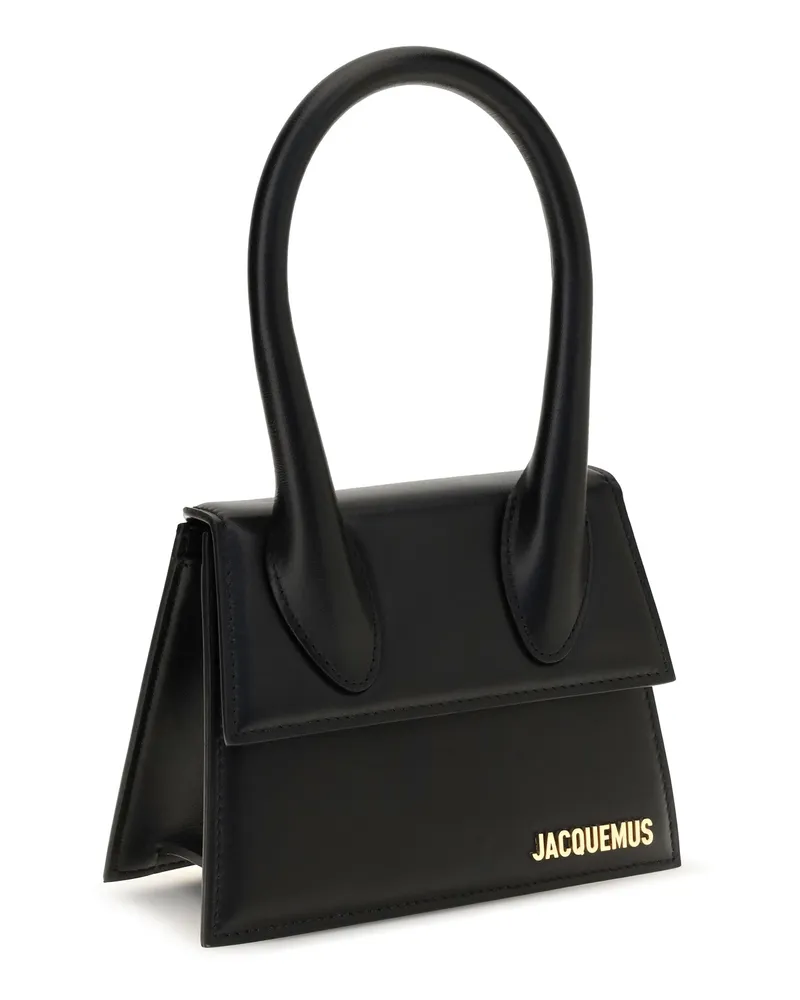 Jacquemus Women's Top-Handle Bag Black Calf Leather Bos Taurus Handbags Hand Black