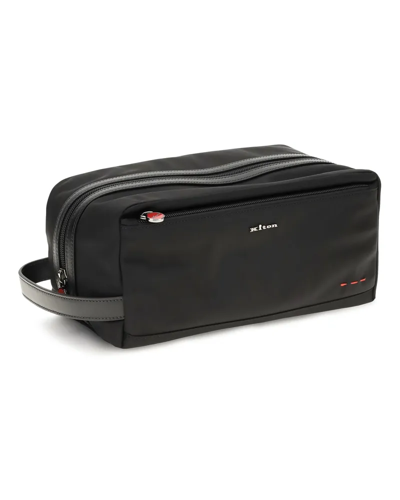 Kiton Men's Beauty Case Black Nylon Handbags Hand Bags Black