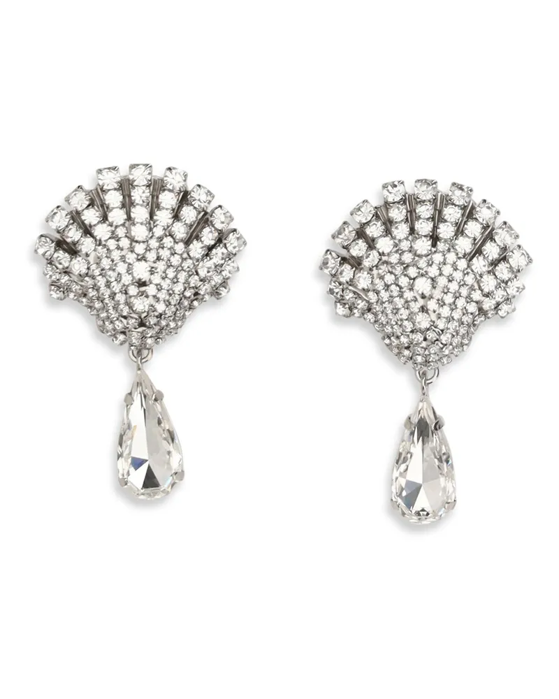 Alessandra Rich Crystal-Embellished Drop Earrings — Silver Silver