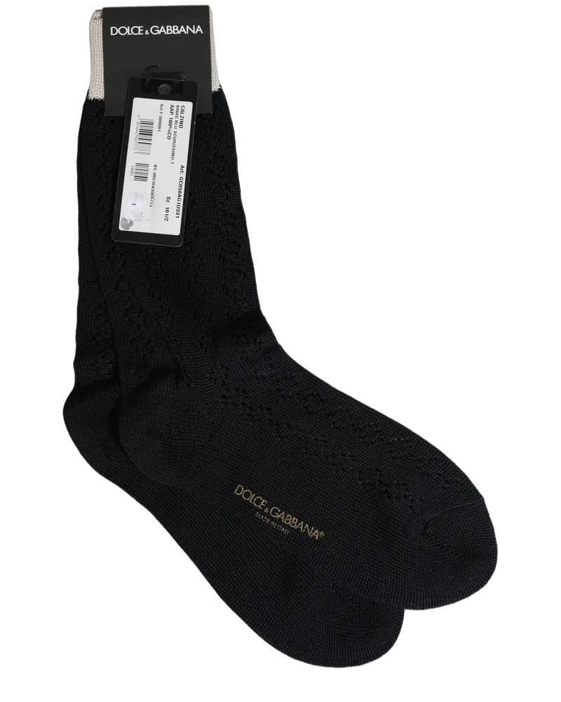 Dolce & Gabbana Men's Dark Blue Cotton Knit Mid Calf Accessory Socks Clothing Navy