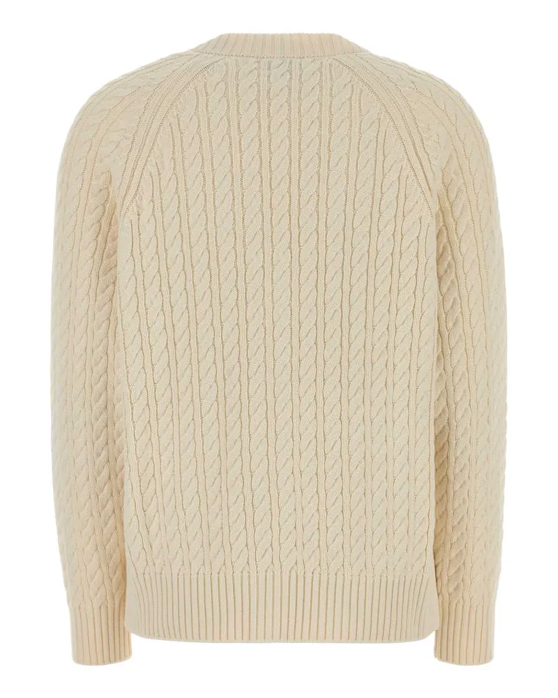 Kenzo Women's Ivory Cotton Blend Cardigan Ecru Exterior: Wool Maglieria Beige