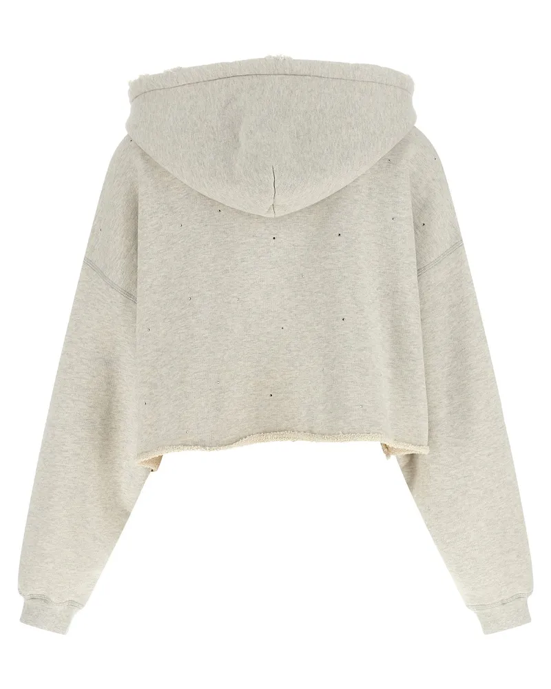 Golden Goose Crystal-Appliqué Cotton Terry Hoodie — Beige Beige