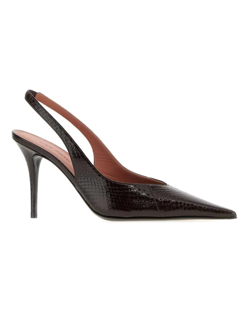 Amina Muaddi Shinycoffee Slingback Heel — Brown Brown