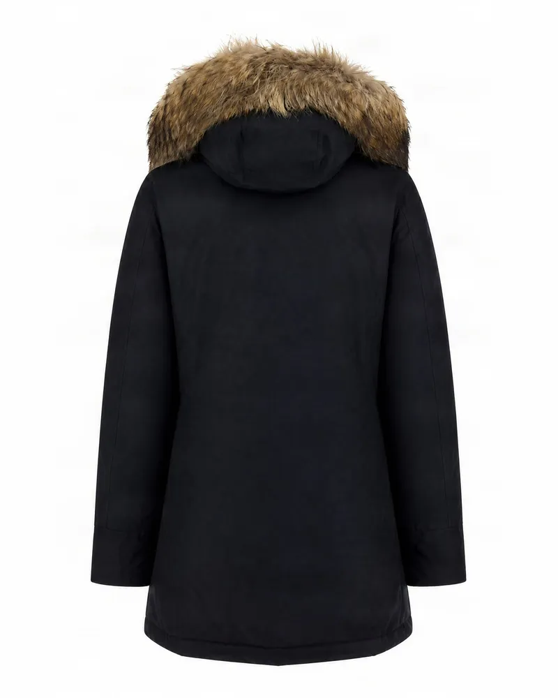Woolrich Raccoon Fur-Trimmed Parka — Navy Navy
