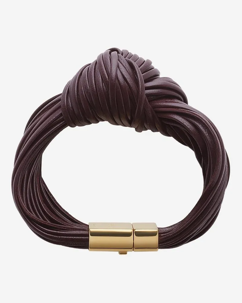 Bottega Veneta Women's Leather Knot Bracelet Dark Red Lambskin Red
