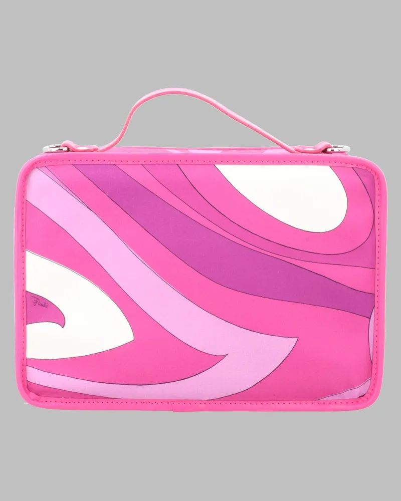 Emilio Pucci Graphic Print Cotton Top Handle Bag — Pink Pink