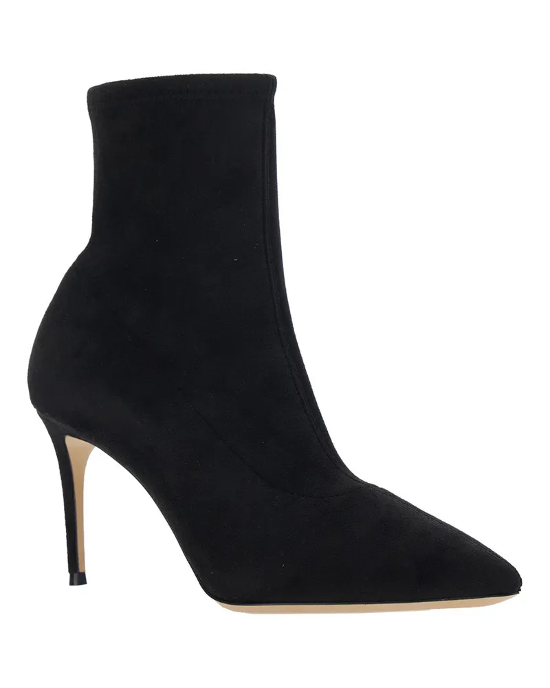 Casadei Women's Ankle Boots Julia Camel Stretch Black Leather Black